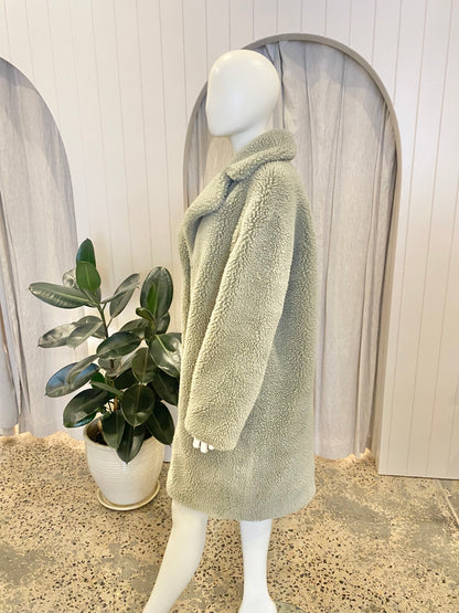 Friends with Frank 'Harriet' Teddy Coat in Sage - Size M/L (12-14)