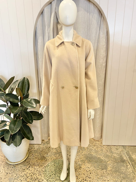 Max Mara Beige Wool Coat - Size 12 - 16