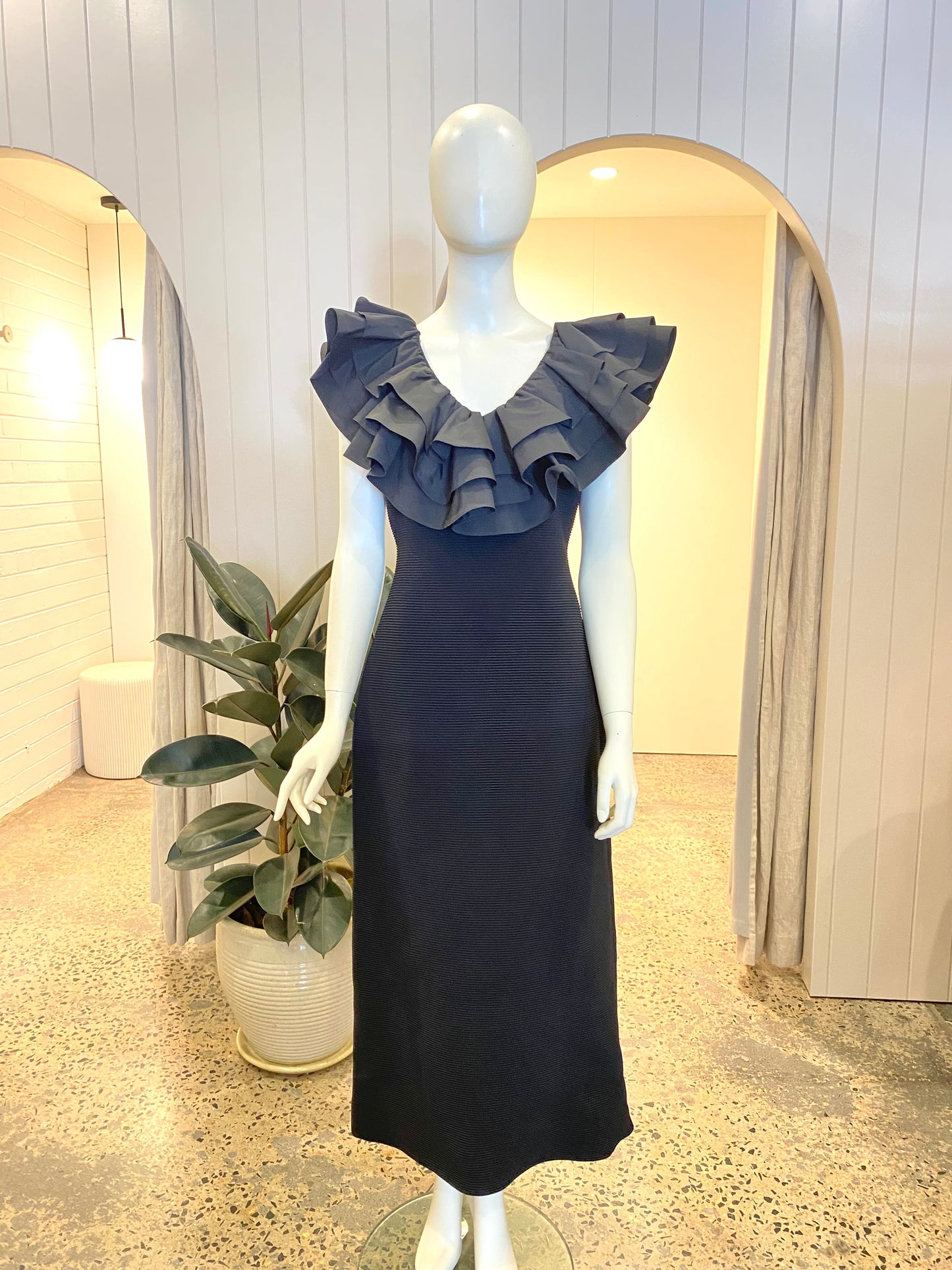 AJE Transcendent Ruffle Midi Dress - Size L (12)