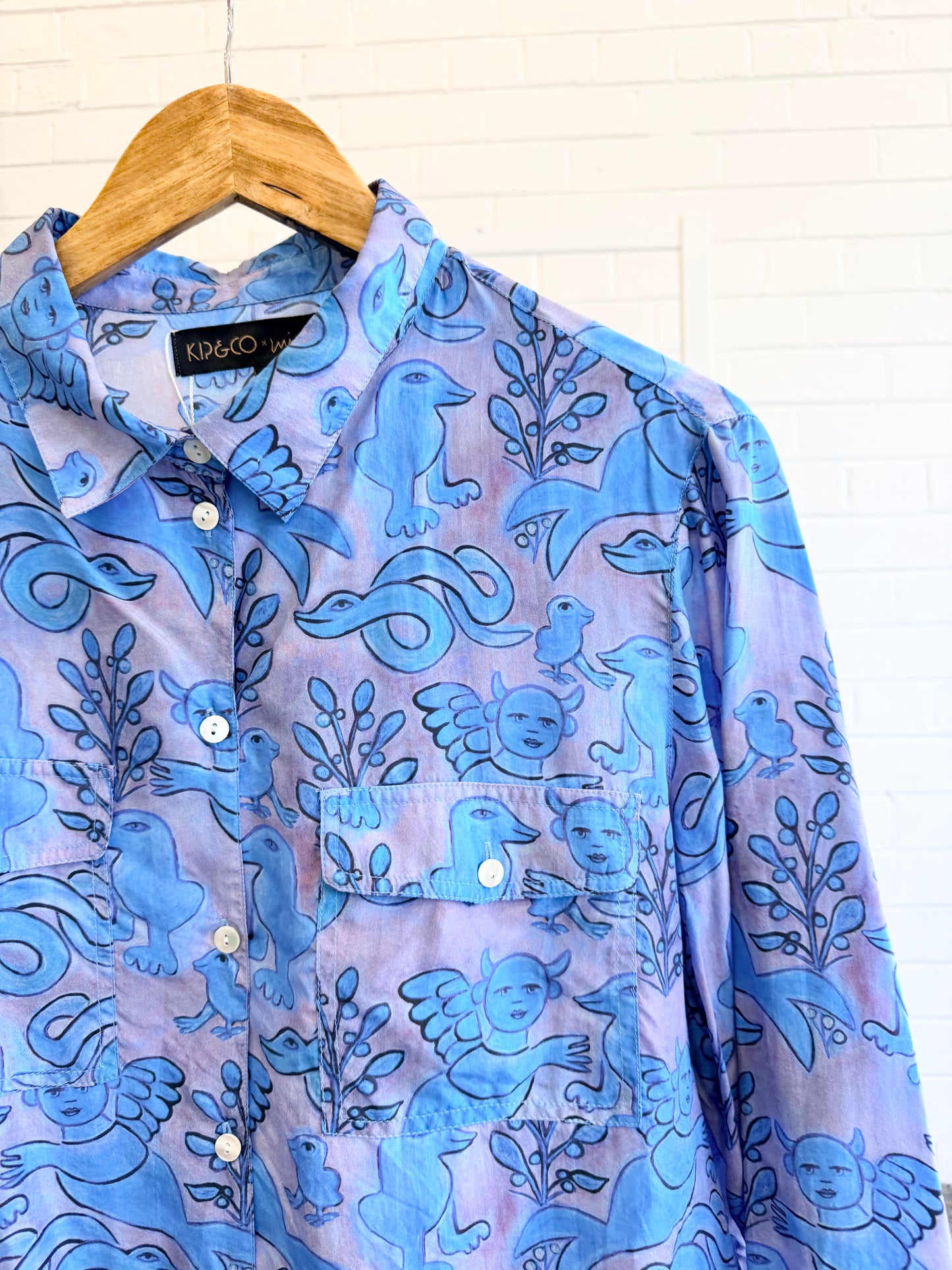 Kip and Co x Mirka Mora Silk Shirt - Size 14
