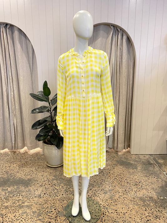 Baum Und Pferdgarten Agacia Ruffle Dress in Yellow Gingham - Size 38 (10-12)