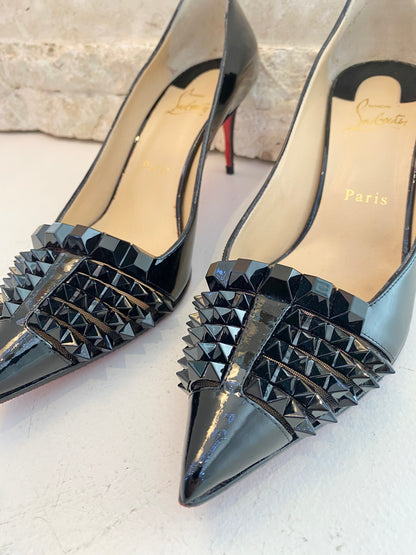 Christian Louboutin Black Patent Pyramipump - Size 38.5
