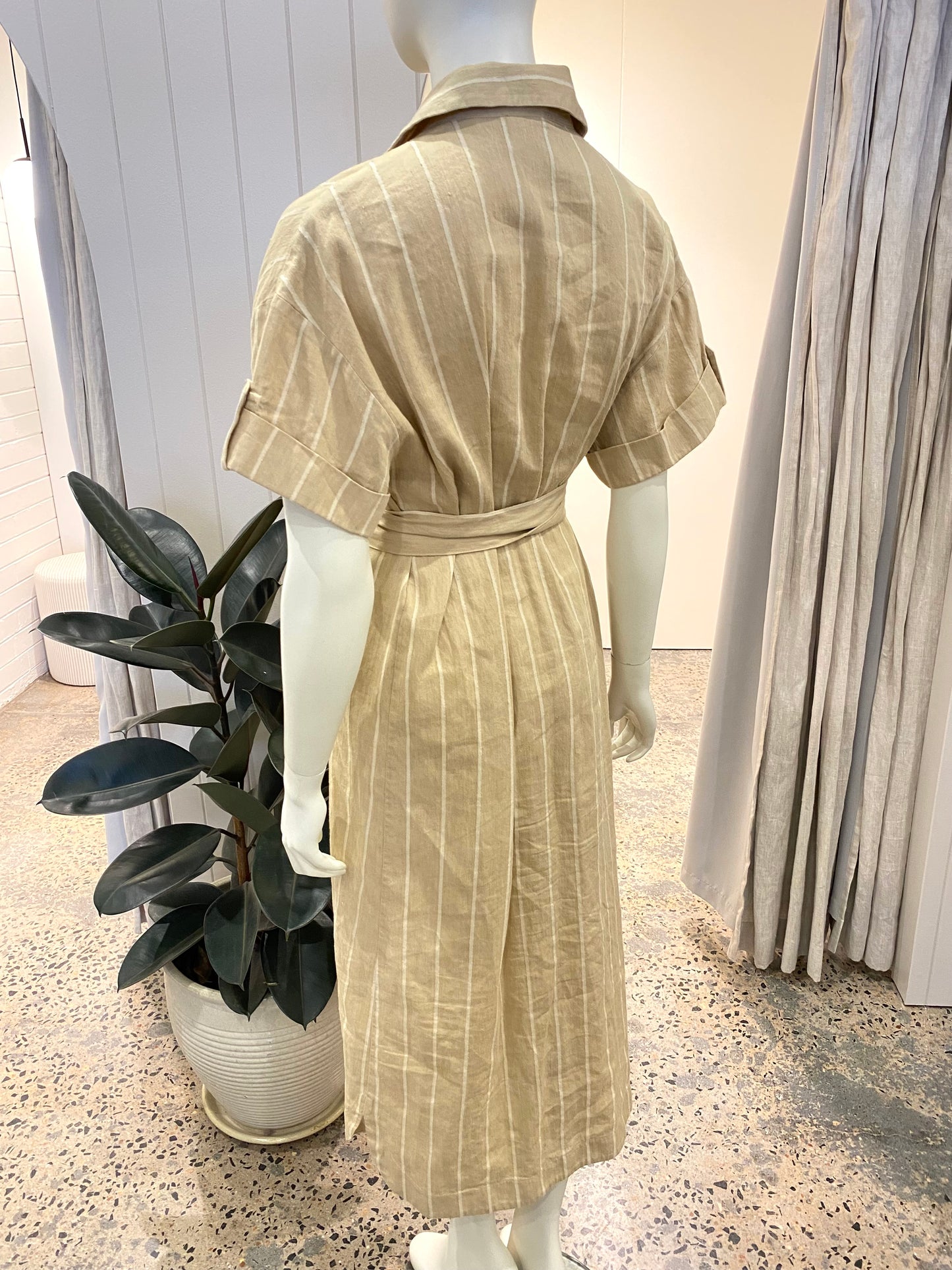 Sezane Alani Striped Linen Shirtdress - Size 36 (8/10)