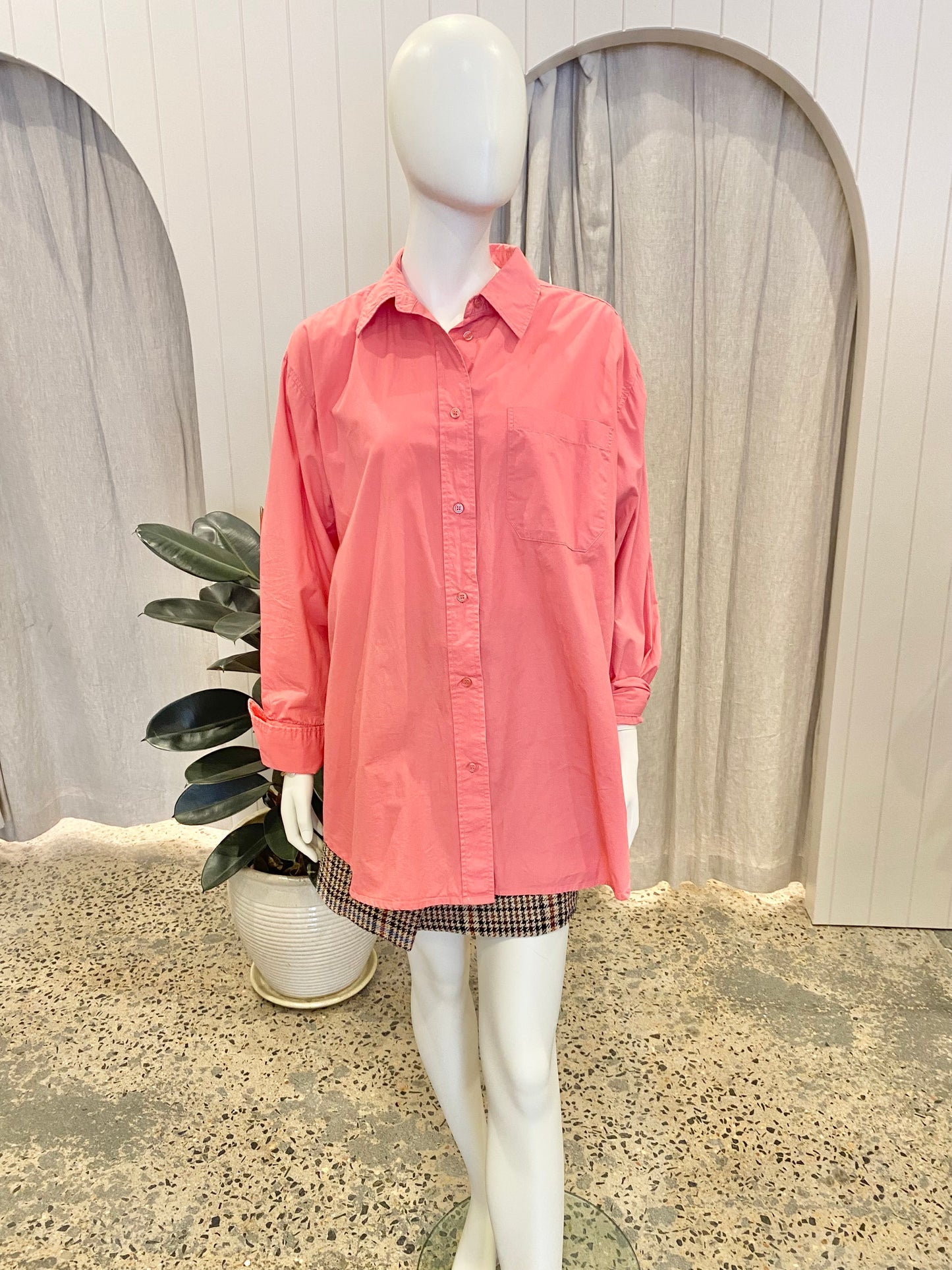 BLANCA Winona Shirt in Coral - Size O/S