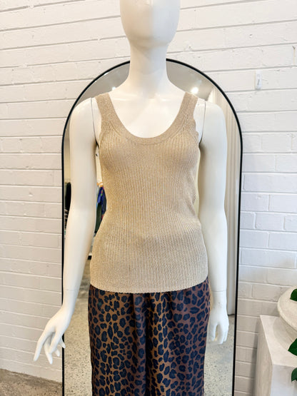 Reiss Gold Metallic Imogen Vest - Size M (10 - 12)