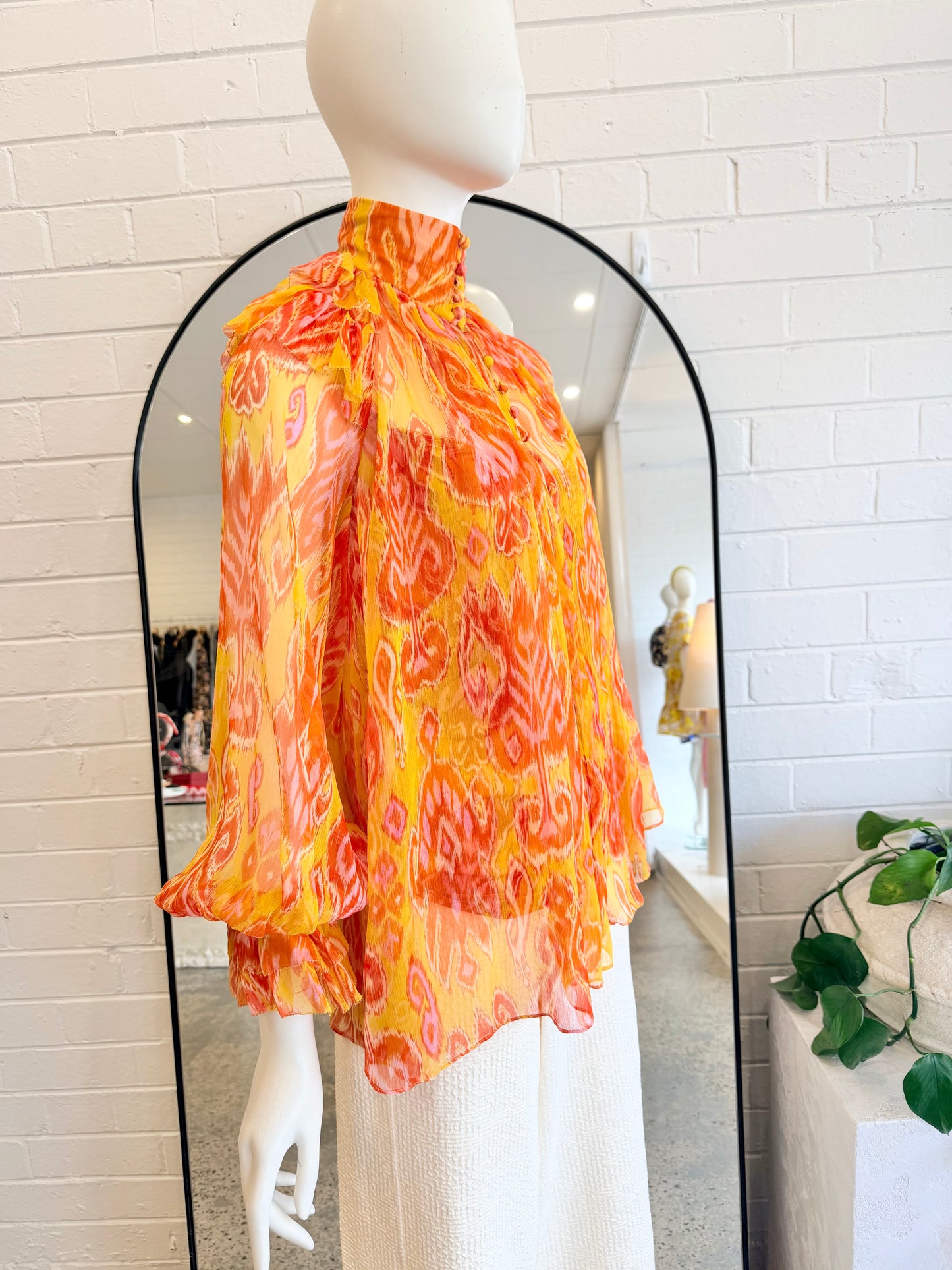 Zimmermann Golden Brightside Silk Frill Blouse - Size 8 - 10 Pre-Loved Geelong 2