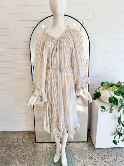 Zimmermann Meridian Flared Frill Midi Dress - Size 1 (8, oversized, up to 12)