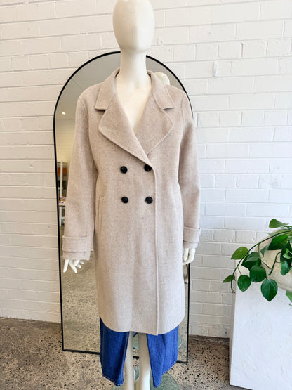 Ella Sanders Stone Adele Wool Coat - Size L (12 - 14)