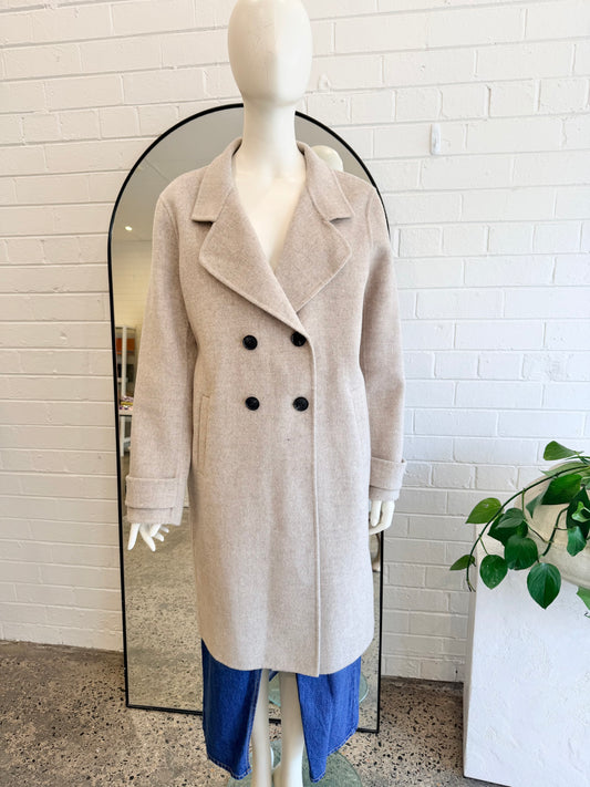 Ella Sanders Stone Adele Wool Coat - Size L (12 - 14)