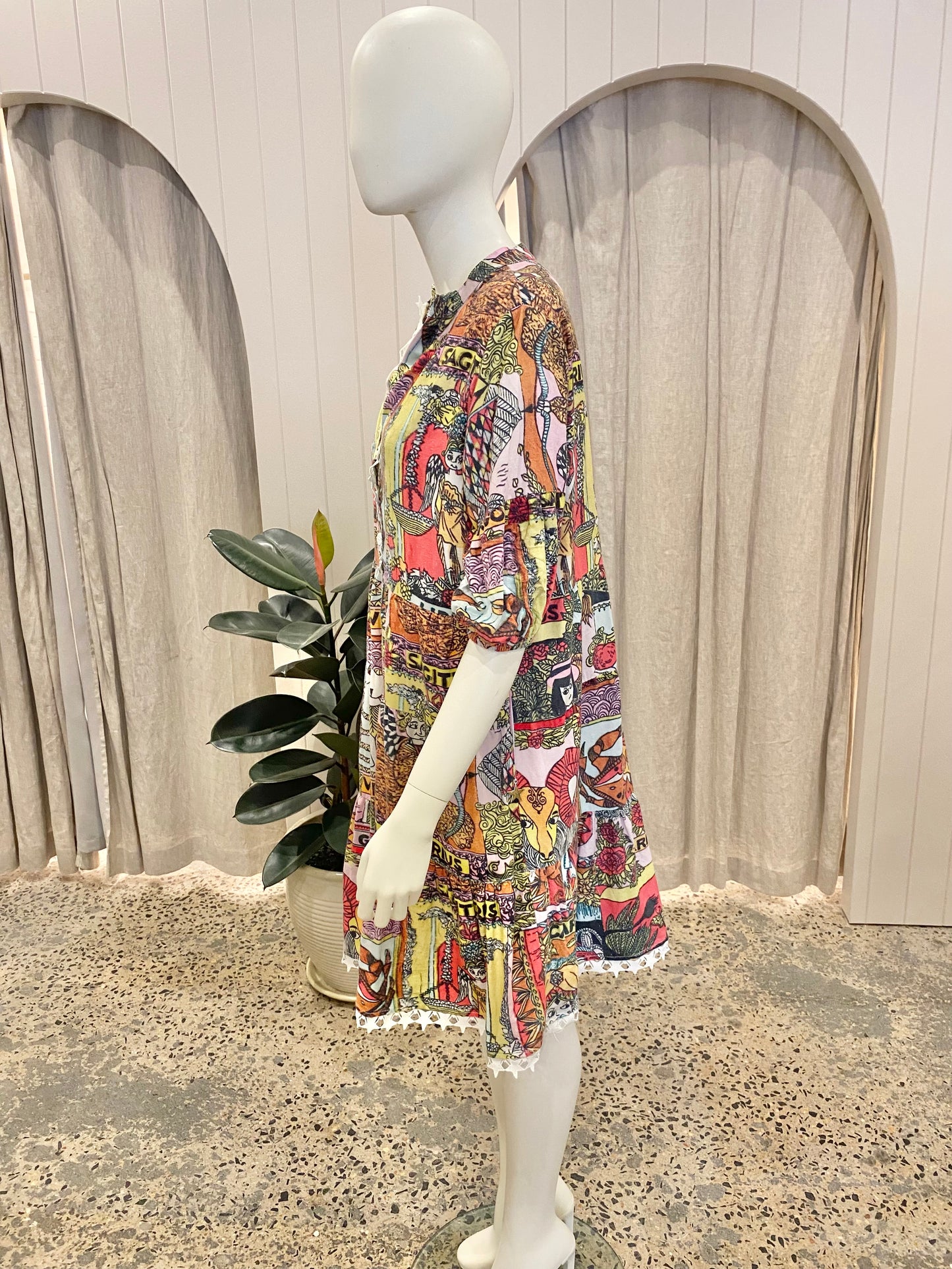 Binny To The Moon & Back Linen Viscose Midi Dress - Size 8