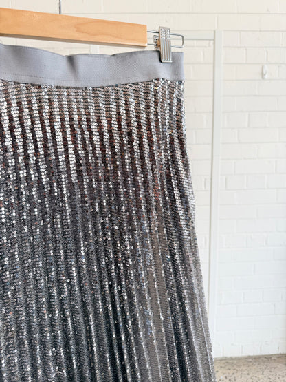 Flannel Silver Sequin Midi Skirt - Size 1 (8)