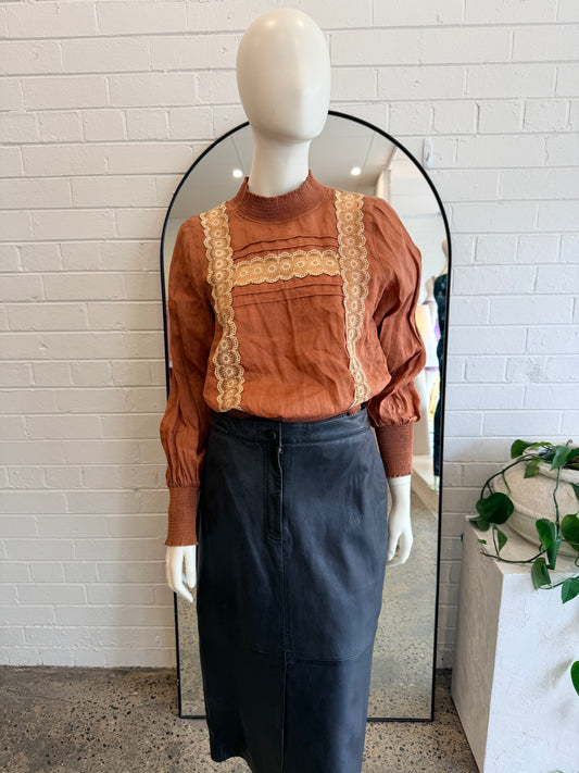 Zoe Kratzmann Terracotta Blouse - Size 1 (8)