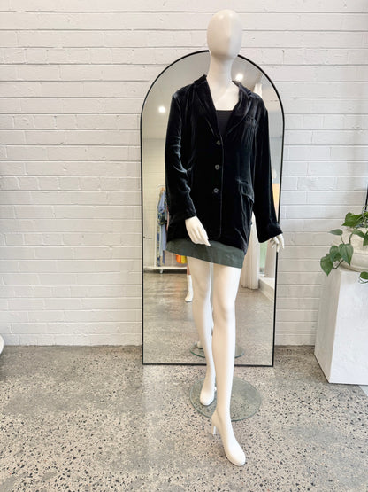 Zara Velvet Blazer in Navy - Size 14