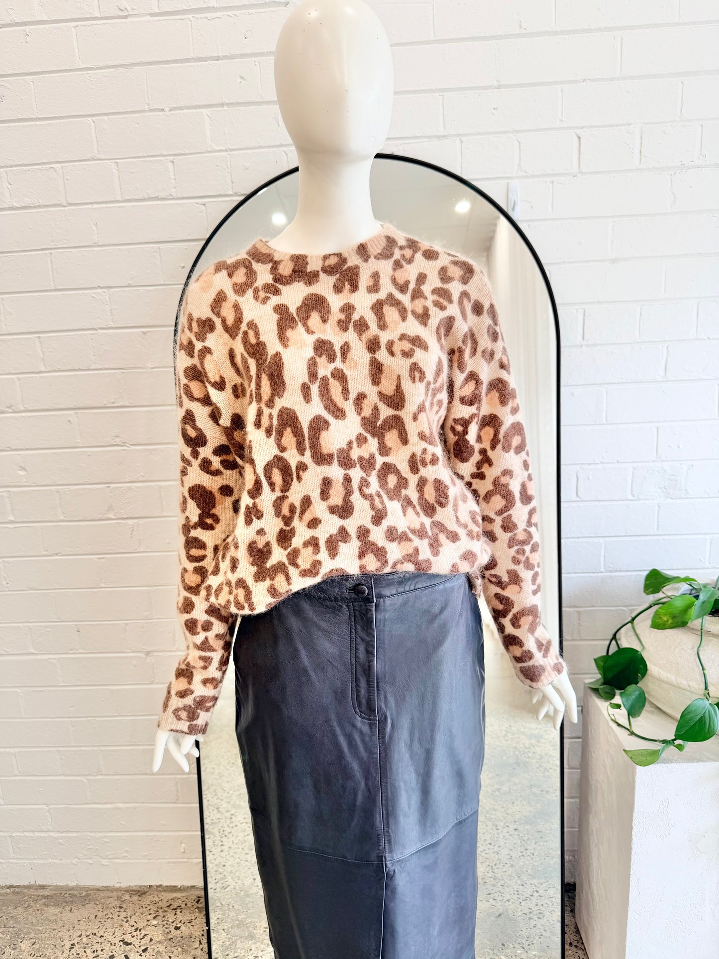 Sezane Leopard Print Knit Jumper - Size Large (14)