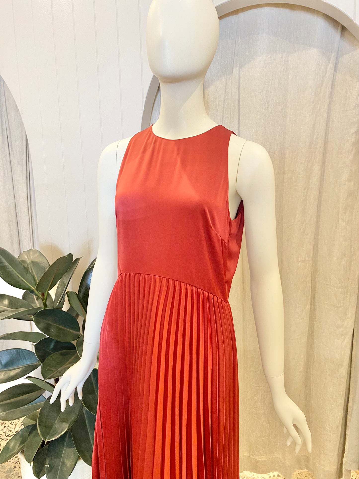 Massimo Dutti Pleated Midi Dress - Size 10