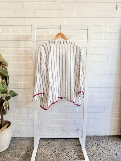 Megby Design Linen Stripe Shirt - Size L