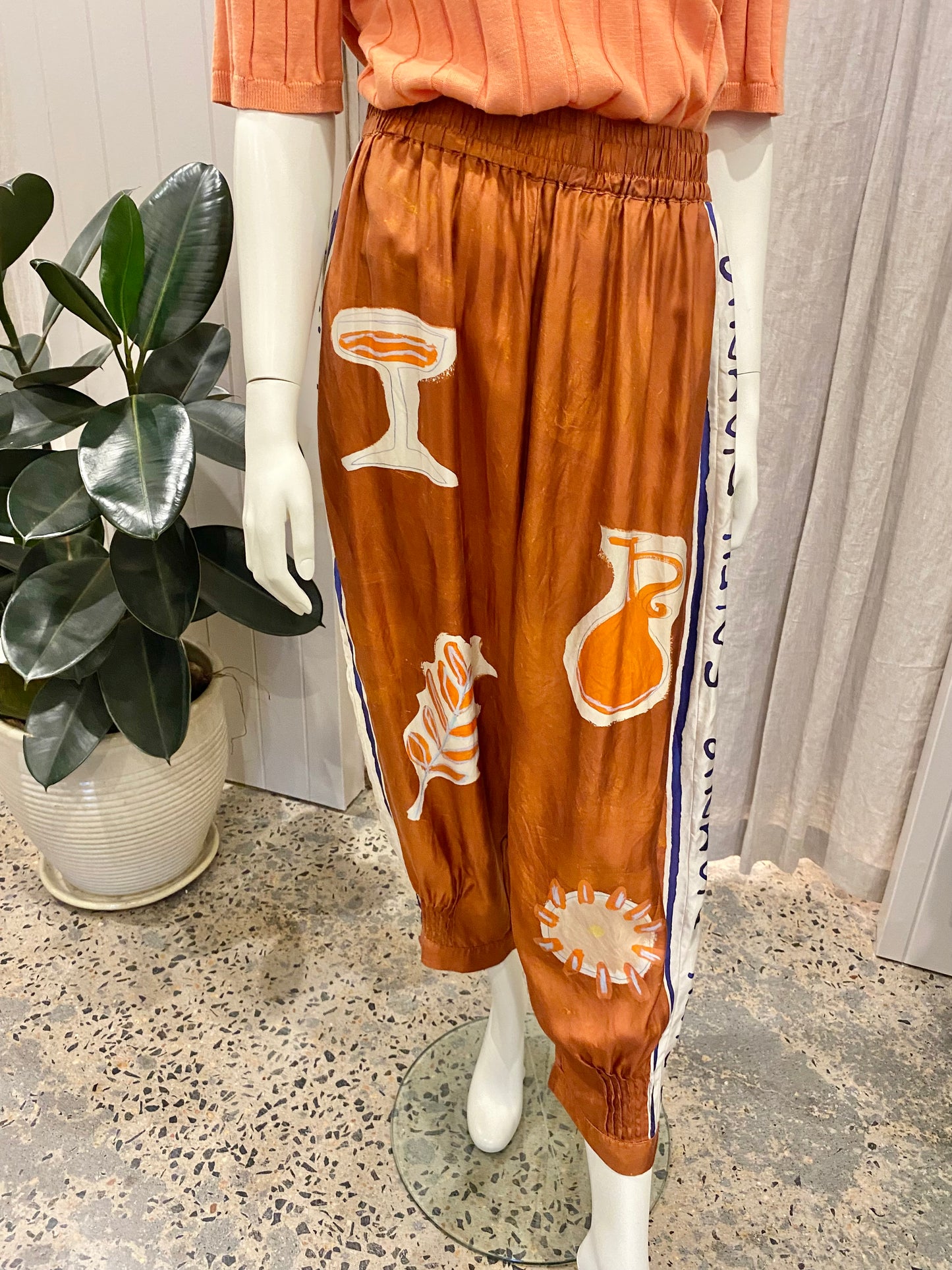 Alemais Soleil D'amour Tapered Silk Pant - Size 10
