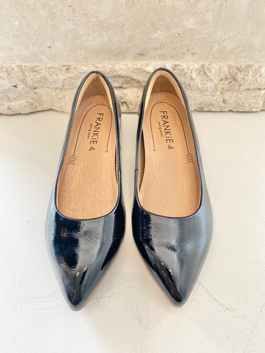 Frankie 4 Black Patent Poppy Flats - Size 9.5