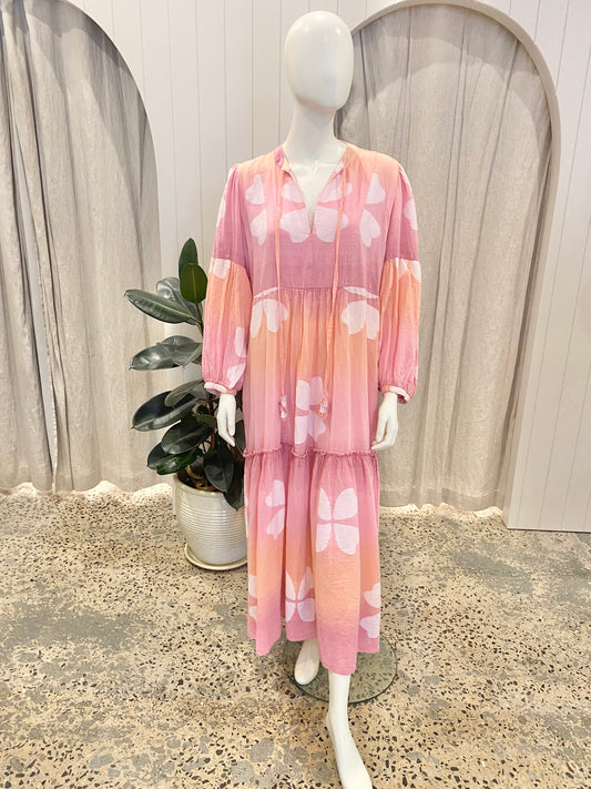 Pearl & Caviar Floral Jacquard Ombre Maxi Dress - Size M/L (12-14)