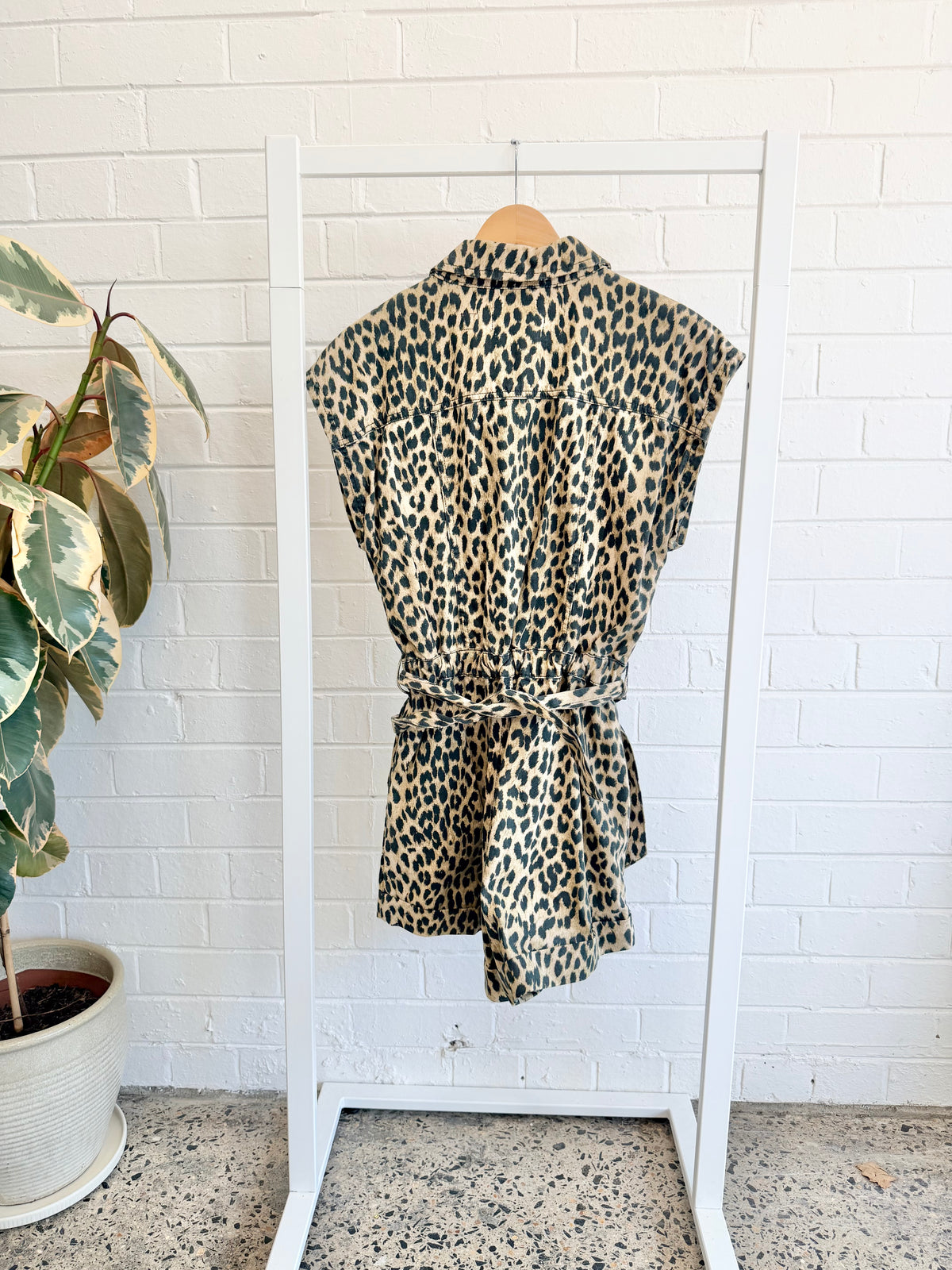 Sass and Bide Voyager Dreamer Tan Animal Print Playsuit - Size 40 (10)