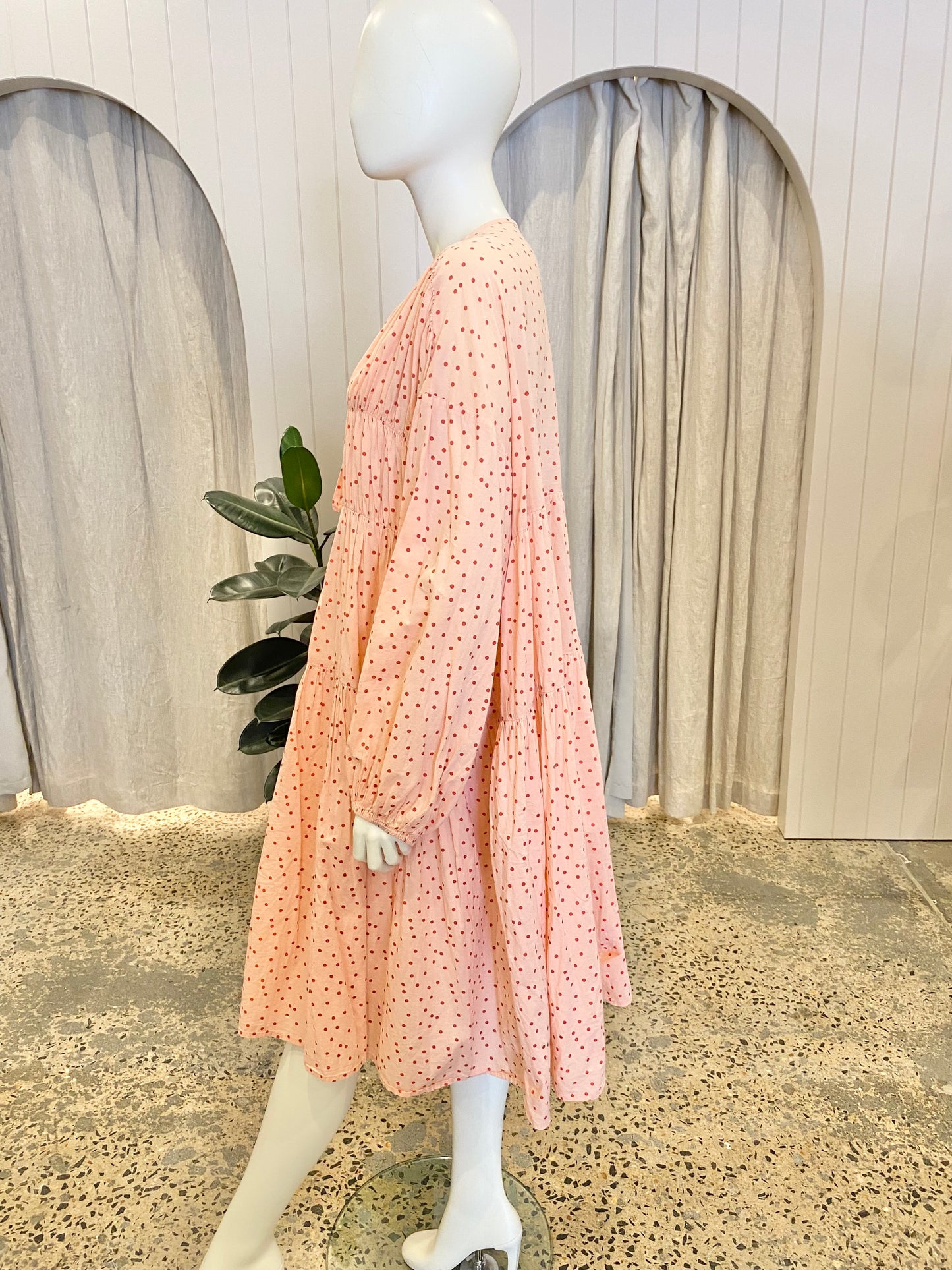 Zulu & Zephyr Coral Cotton Voluminous Dress - Size 12