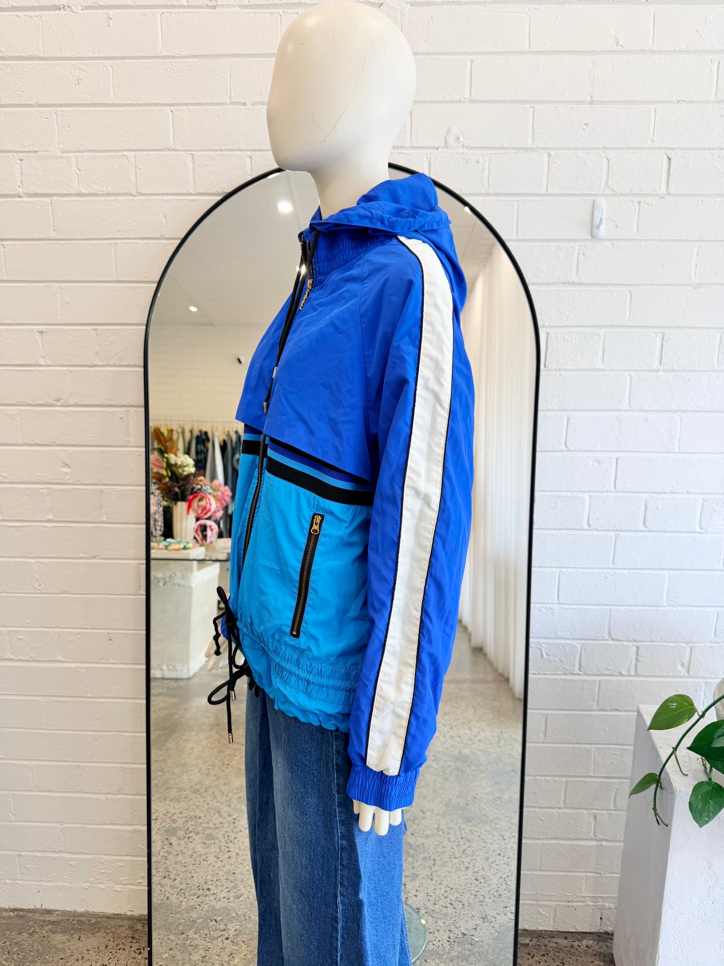 PE Nation Vibrant Blue Man Down Jacket - Size SMALL (8-10)