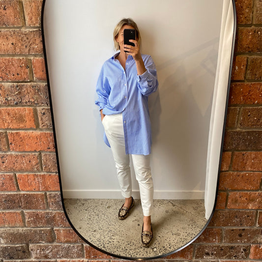 Blanca blue and white stripe shirt - Size O/S