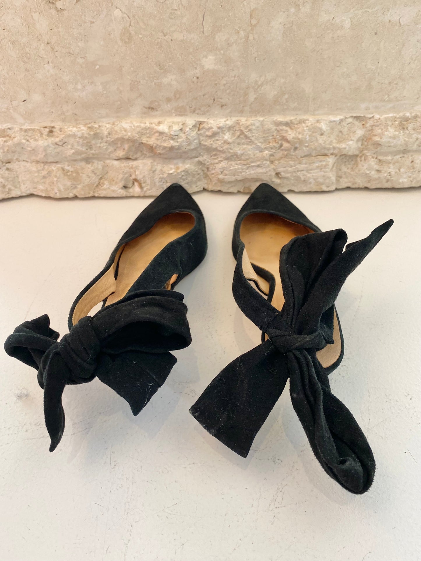 Ganni Black Suede Kitten Heels - Size 38