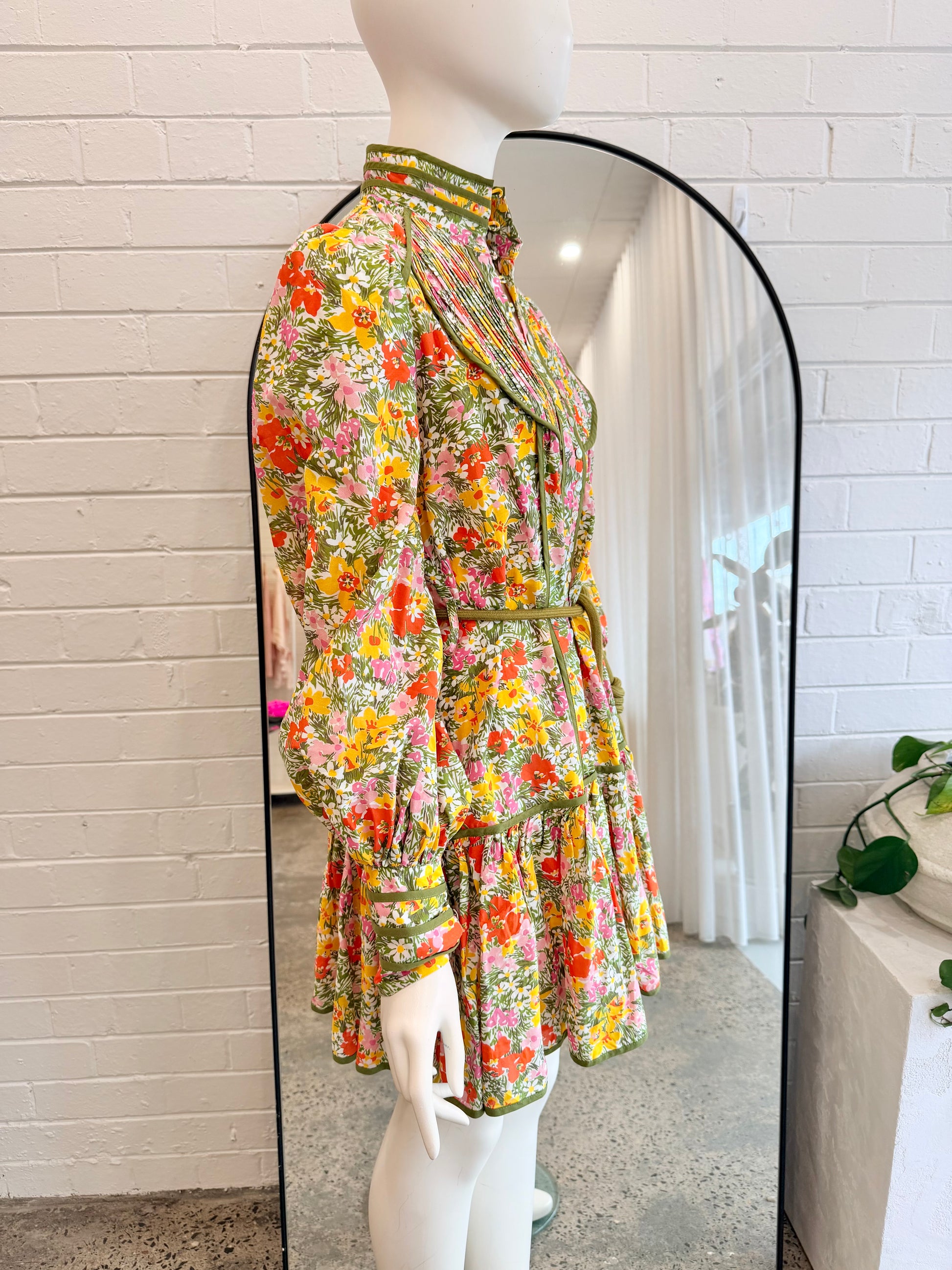 Alemais Green Cabana Mini Dress - Size 8