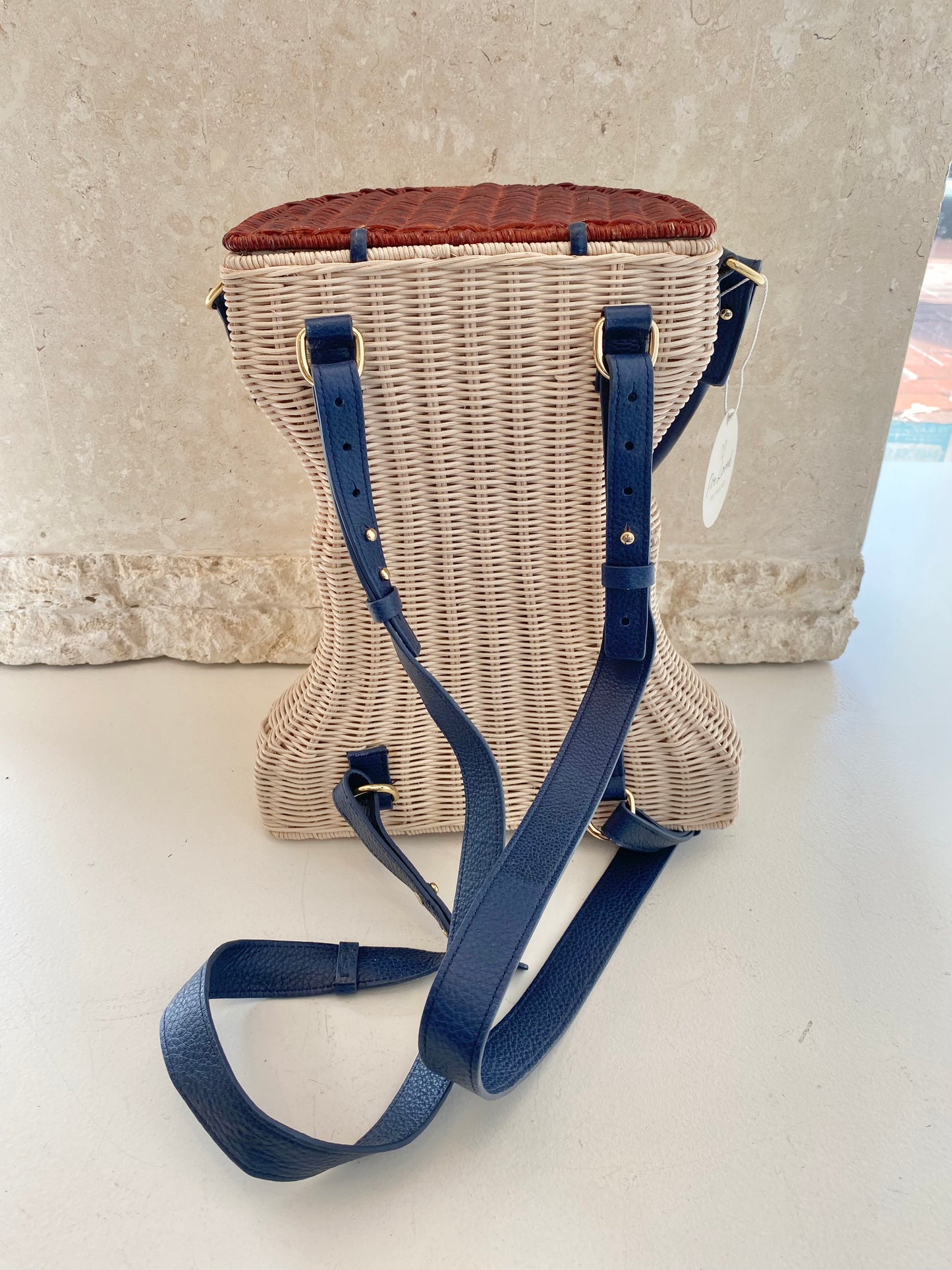 Lucy Folk Wicket Basket Backpack in Natural