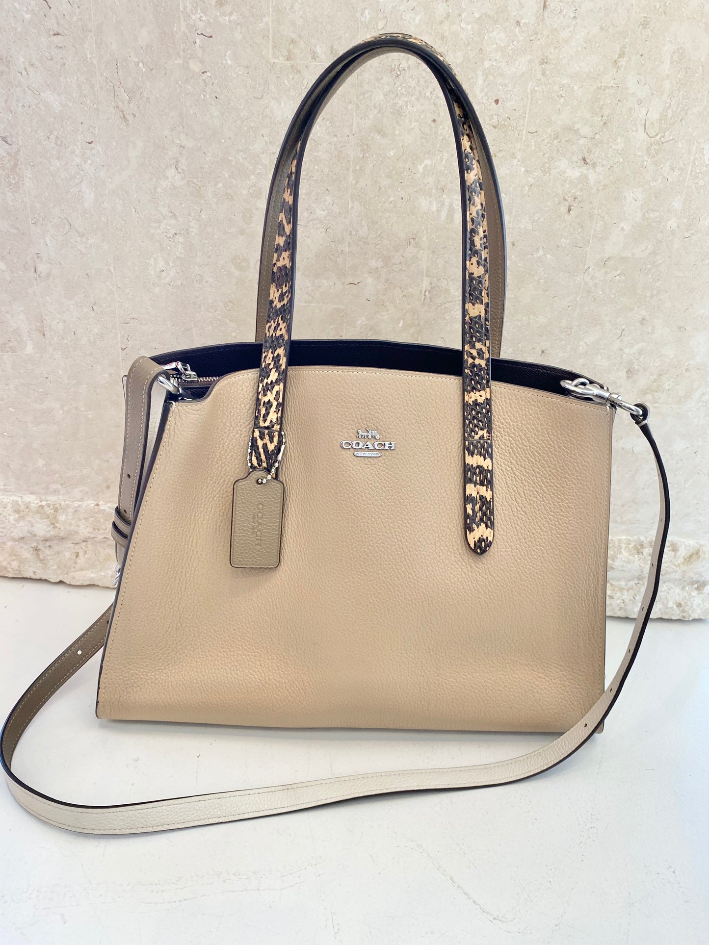 Coach Charlie Carryall With Colorblock Snakeskin