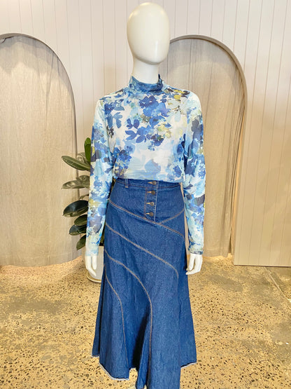 Sofia Irina Mesh Print Top - Size 10