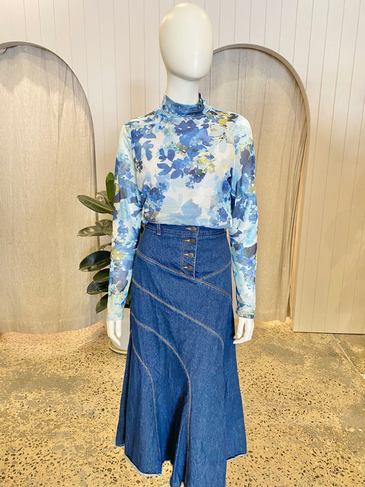 Sofia Irina Mesh Print Top - Size 10