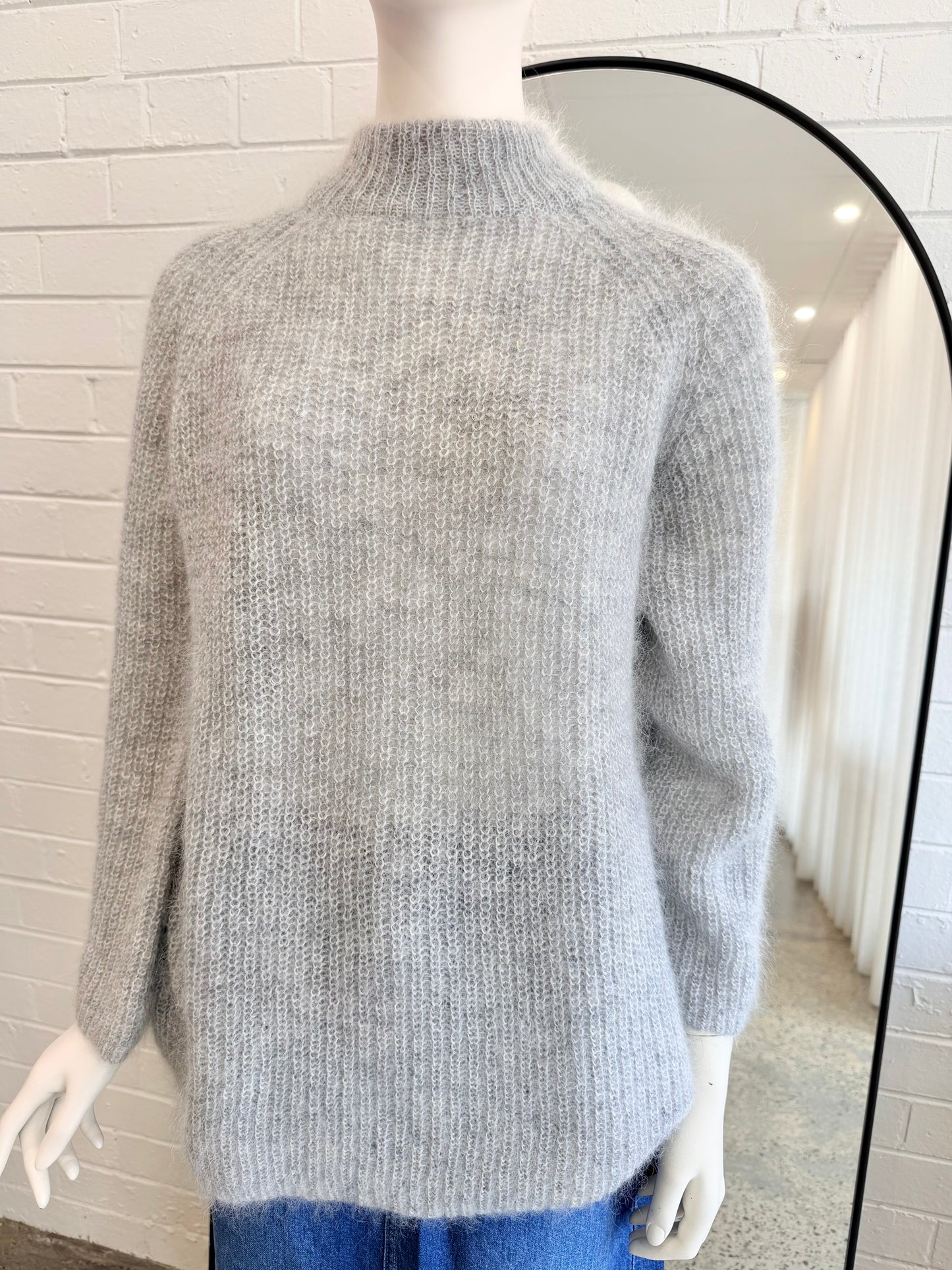 Cos Grey Mohair Blend Knit Jumper - Size S (10)