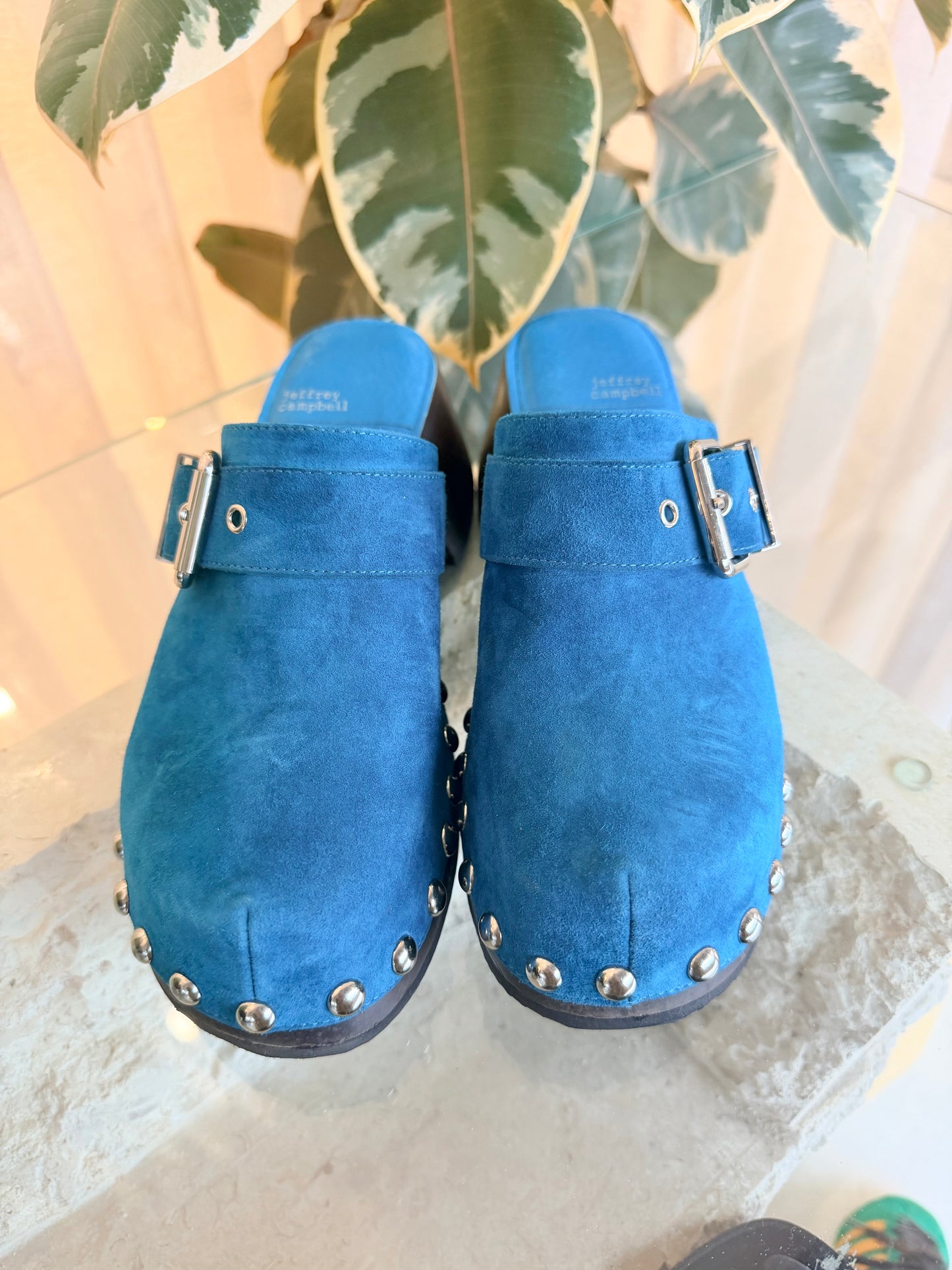 Jeffrey Campbell Blue Suede Clogs - Size 39