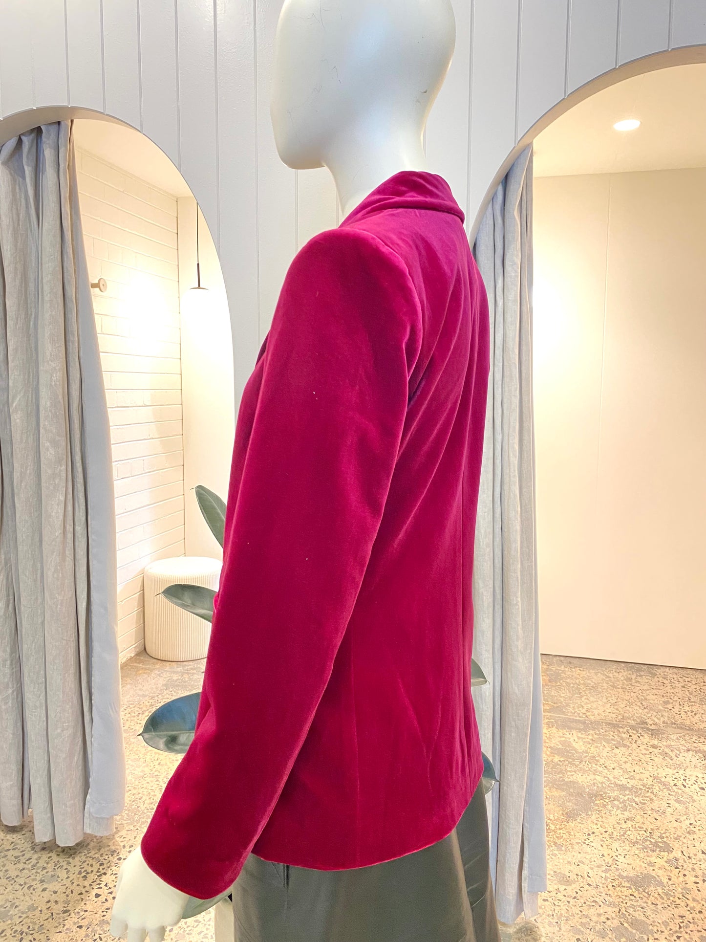 Mossman Velvet Blazer in Fuschia - Size 10