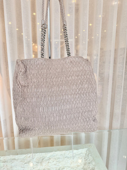 Miu Miu Grey Nappa Matelasse Shopper Tote