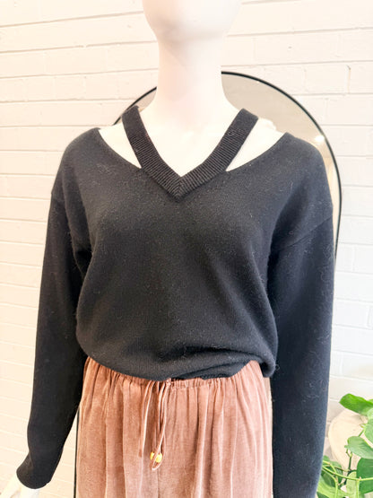 Country Road Black Cut Out Rib Knit - Size XXS
