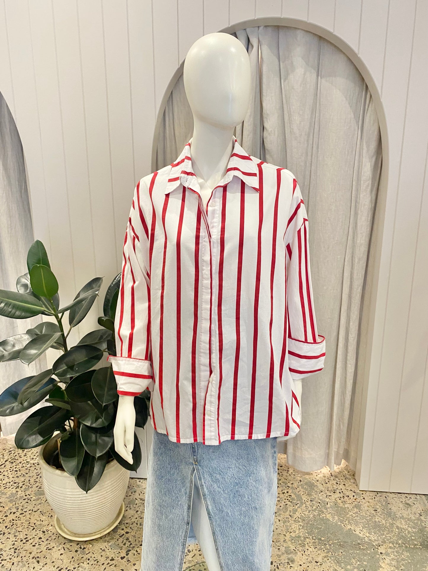 Elce Swin 'Reverie' Shirt in Red/White Stripe - Size 8-10