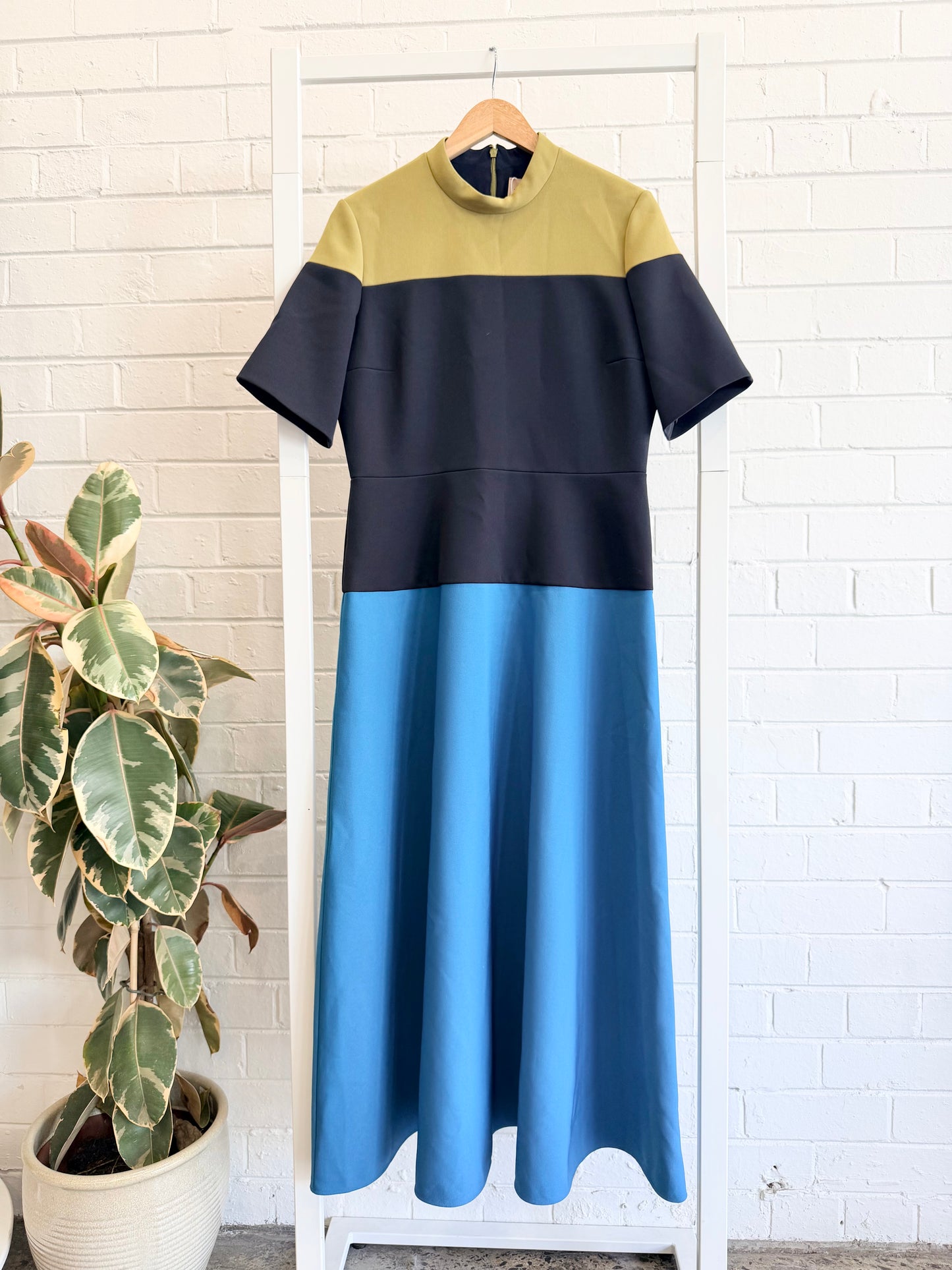 Roksanda Green, Black and Teal Maxi Dress - Size 14