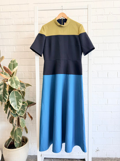 Roksanda Green, Black and Teal Maxi Dress - Size 14