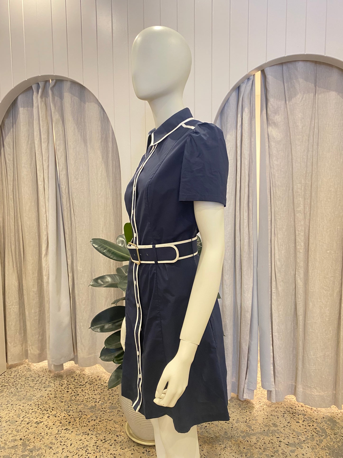 Leo Lin Oxford Blue Spencer Shirt Mini Dress - Size 12