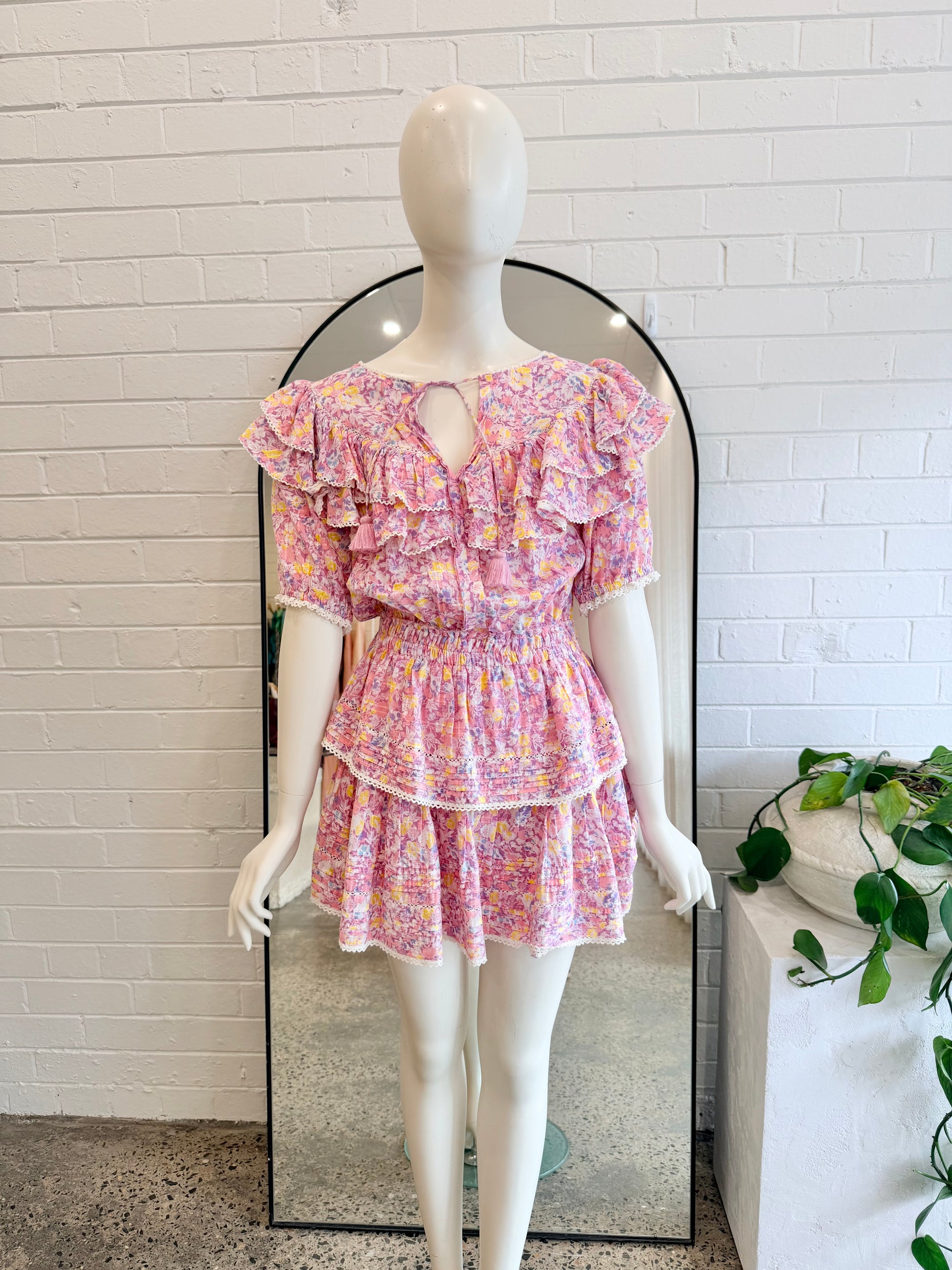 Love Shack Fancy Jetset Liv Mini Dress - Size M (8 - 10) - Pre-Loved Geelong