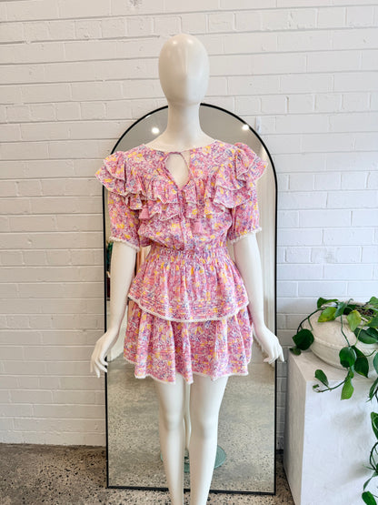 Love Shack Fancy Jetset Liv Mini Dress - Size M (8 - 10) - Pre-Loved Geelong