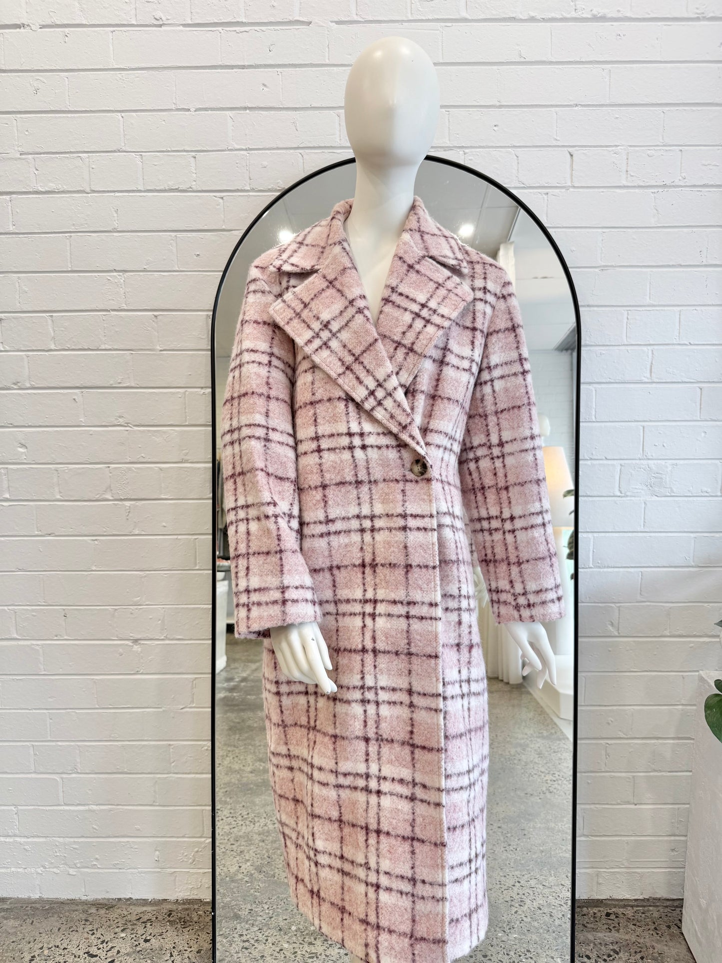 Sportscraft Mariana Check Coat in Pink – Size 12