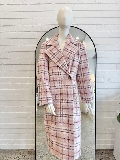 Sportscraft Mariana Check Coat in Pink – Size 12