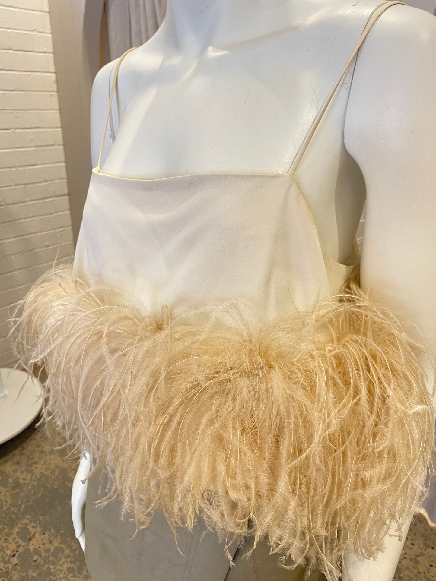 Country Road Cream Feather Cropped Top - Size 12