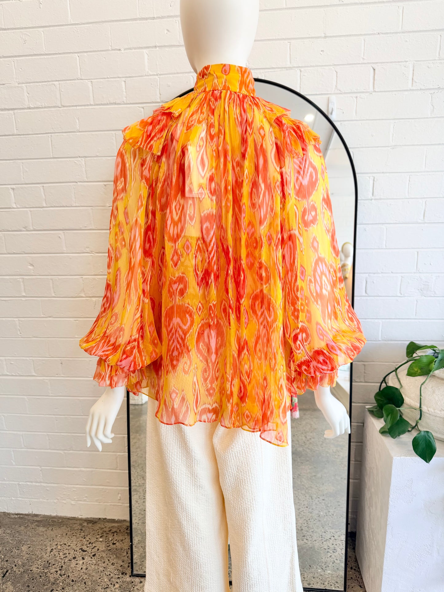 Zimmermann Golden Brightside Silk Frill Blouse - Size 8 - 10 Pre-Loved Geelong 4