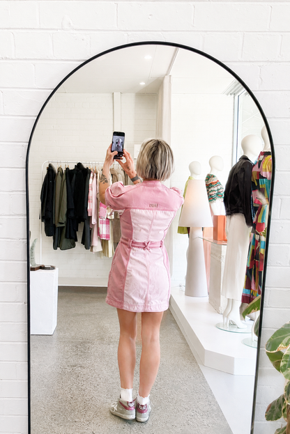 AJE 'Shades of Pink' Denim Mini Dress - Size 10