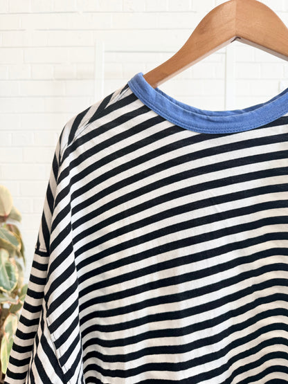 Bassike Stripe Slouchy Tee in Black/White - Size M (12)
